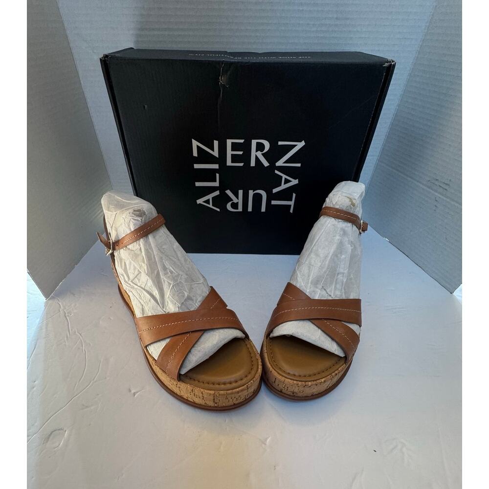 Naturalizer Women's Tan Leather Wedge Sandals